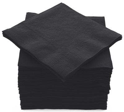 Amcrate Big Party Pack 125 Count Black Beverage Napkins - Ideal for Wedding, Party, Birthday, Dinner, Lunch, Cocktails. (5 x 5)