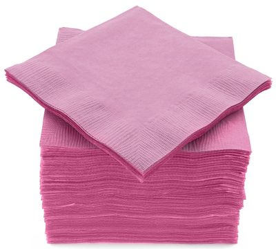Amcrate Big Party Pack 125 Count Pink Beverage Napkins - Ideal for Wedding, Party, Birthday, Dinner, Lunch, Cocktails. (5 x 5)