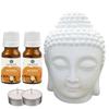 Aatiutik White Ceramic Buddha Head Aroma Diffuser Air Freshner for Home Office Aroma Oil Burner Lamp with 2Mogra Aroma Oil 10ml Each