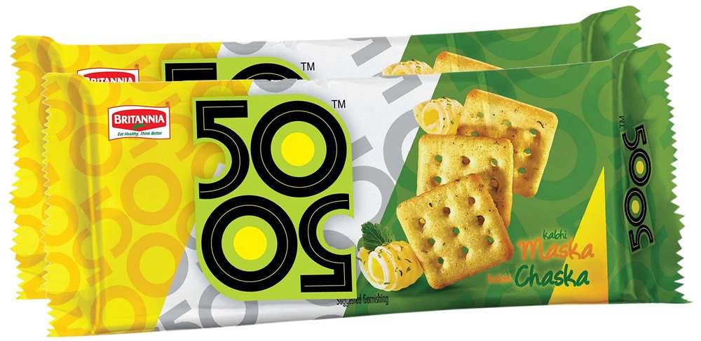 Spar Combo - Britannia 50-50 Maska Chaska, 120g (Pack of 2) Promo Pack