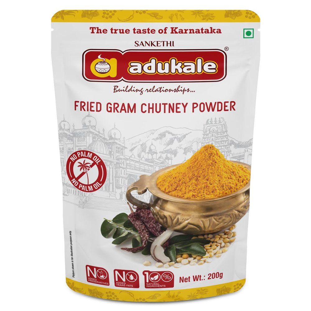 Adukale Fried Gram Chutney Powder | Huri Kadale Chutney Pudi | Traditional South Indian Side Dish | No Palm Oil & Preservatives | 200g