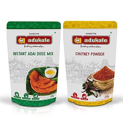 Adukale Adai Dosa Mix + Chutney Powder Combo | South Indian Breakfast | Adai Dosa Mix 500g Pack + Chutney Powder 200g Pack