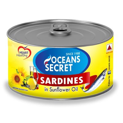 Oceans Secret - Canned Sardines in Sunflower Oil, 180g (Pack of 2)