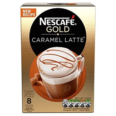 Nescafe Nestle Gold Caramel Latte, Ground - Pack Of 8 Mugs (136 Gram, Box)