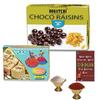 BOGATCHI Bhai Dooj Gifts, Chocolate Coated Raisins (100g)+ Premium Rajasthani Soan Papdi (250g), Free Roli Chawal and Greeting Card view 1