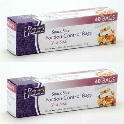 Nicole Home Collection Zip Seal Portion Control Bags  Snack Size  2 Packs 80 Bags Total