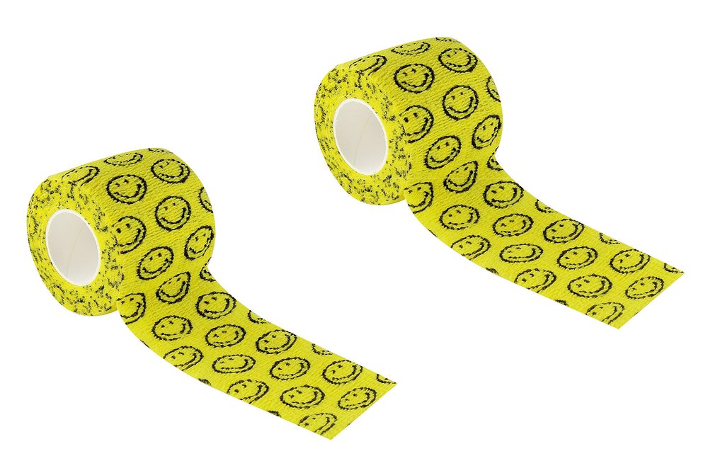 A-TAPE Cohesive Crepe Bandage Yellow & Black Color (Pack of 2, Reusable & Waterproof, 5 cm X 4.5 Mtr) Self Adhesive Crepe Bandage