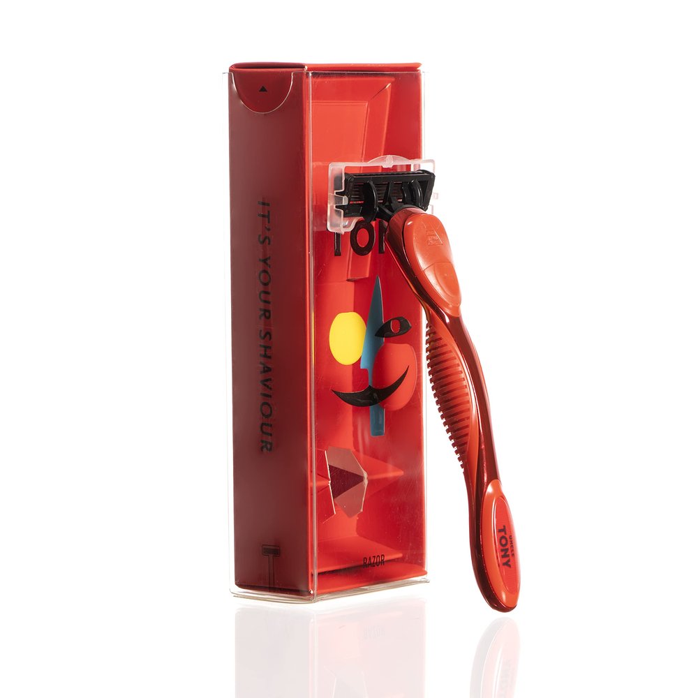 Uncle Tony Razor Handle with Blade (Red)