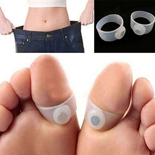 1Pair Slimming Lose Weight Care Tool Silicone Magnetic Massage Foot Toe Ring