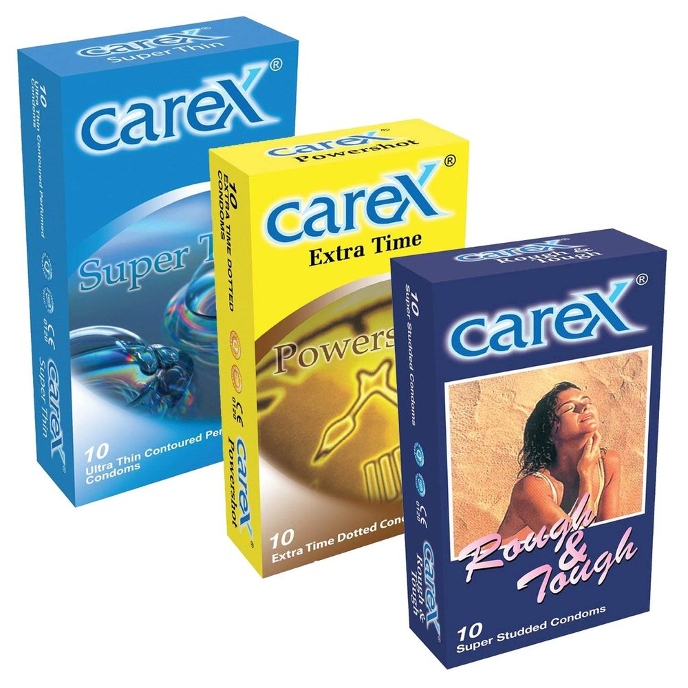Carex Carex Powershot Extra Time,Rough & Tough & Super Thin Condoms Combo Pack (Pack Of 3,10S Each)