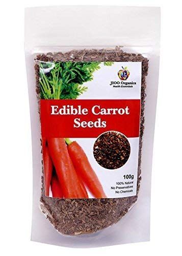 Jioo Organics Edible Carrot Seeds Gajar K Beej Vegetable Seed For Eating Skin Health Immunity Benefits Pack of 1 (100 Gram)
