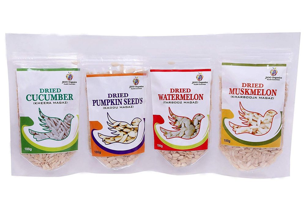Jioo Organics Pack of Char Magaz, Cucumber, Pumpkin, Watermelon and Muskmelon Seeds (100 Gms)