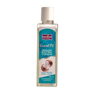 Nuvotone Extra Virgin Organic Coconut Oil with The Natural Aroma of Coconut Oil cold Pressed for Hair and Skin Care Prevents Soft and Shiny Hair Frizz Free Hair (200 ml) - Pack of 2