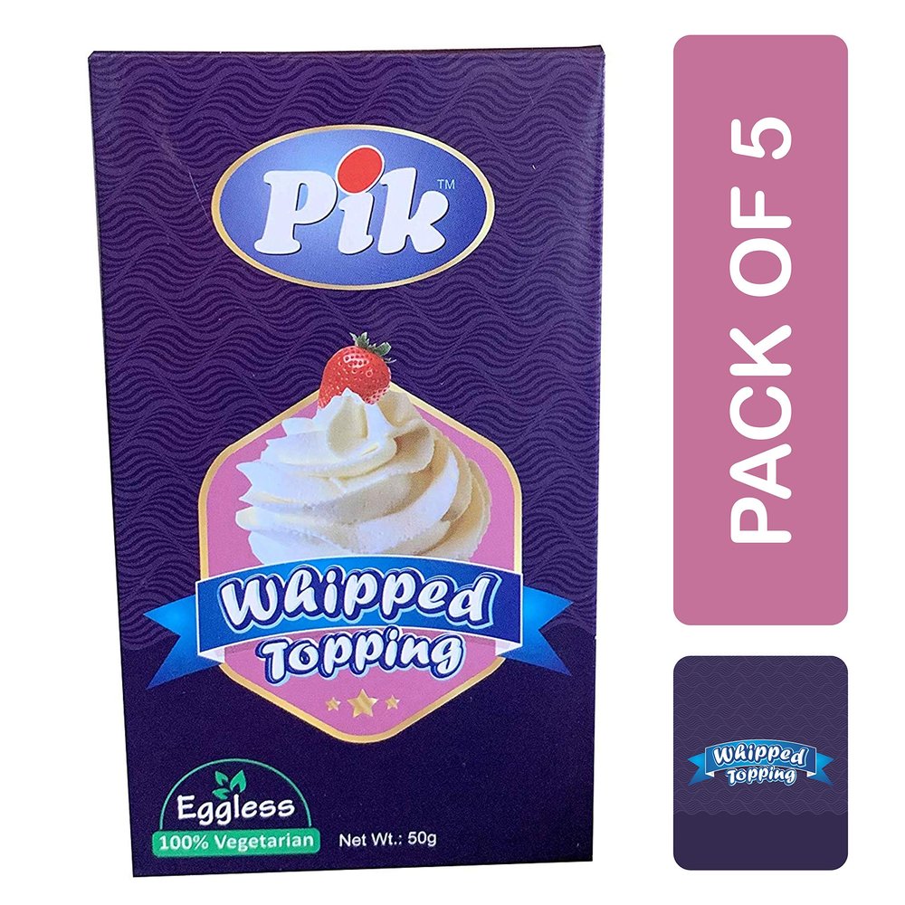 Pik Whipped Topping, 50g (Pack of 5) | Just add water | Whipping cream powder