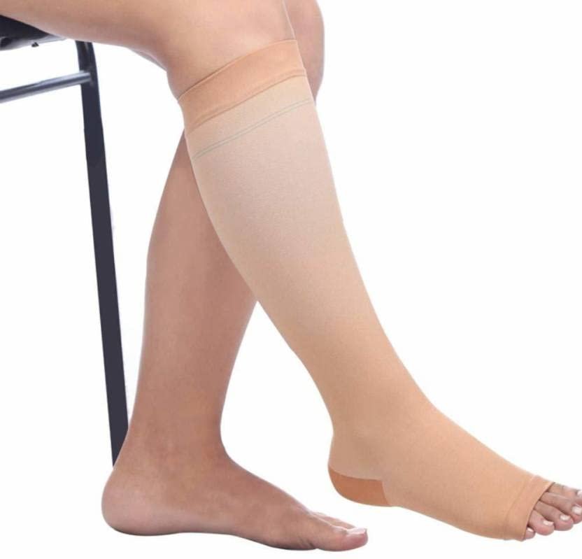 Dyna Medical Compression Stockings for Varicose Vein ! With Graduated Compression (Below Knee-Large, Type: Beige-Class 2)
