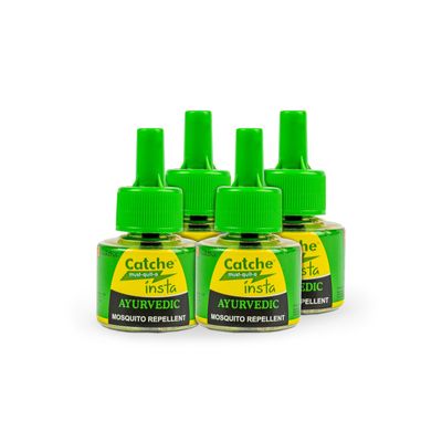 Catche Must-Quit-O Insta Ayurvedic Mosquito Repellent 45ml Refill (Pack of 4) | AYUSH Approved & Transfluthrin-Free | Non-Toxic Protection Against Dengue & Malaria | Safe for Kids & Pregnant Women