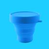 Collapsible Silicone Cup Foldable Sterilizing Cup for Menstrual Cups and Storing Your Diva Cup - Foldable for Travel from LUCKY CLOVER (Blue) view 2