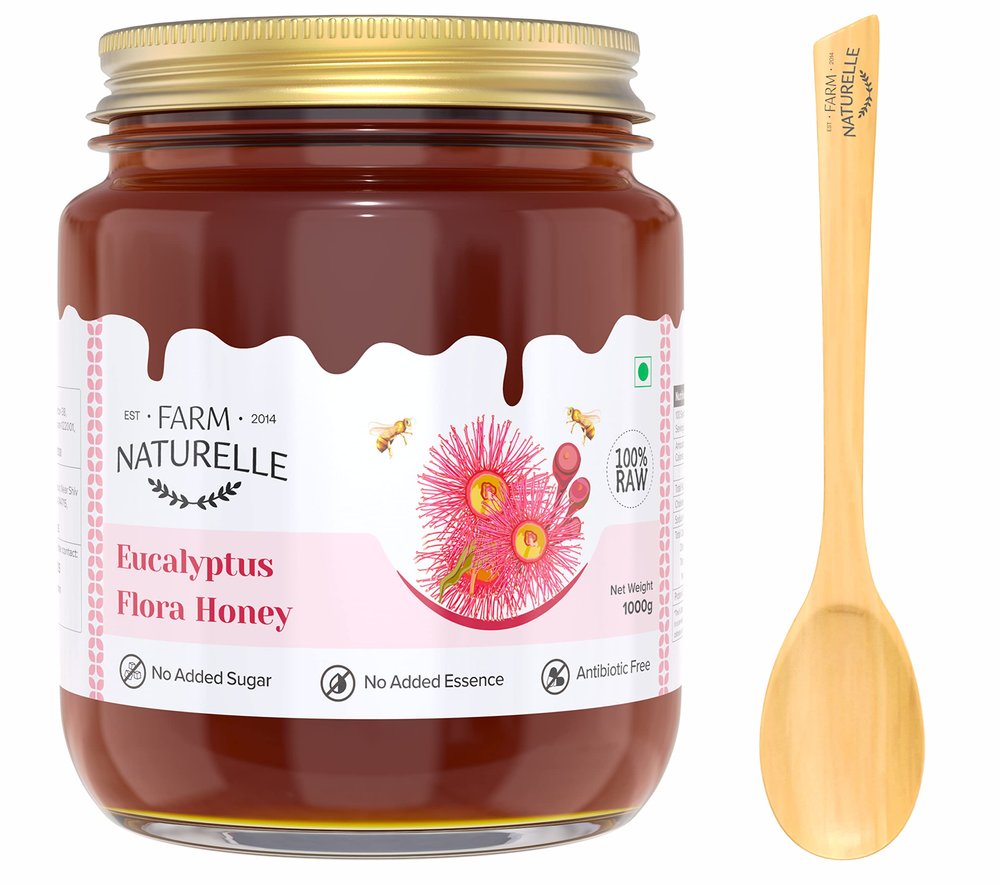 Farm Naturelle-Eucalyptus Flower Wild Forest (Jungle) Honey|850g+150 Extra and a wooden Spoon|Pure Honey, Raw | Natural Un-processed - Un-heated Honey | Lab Tested Honey.