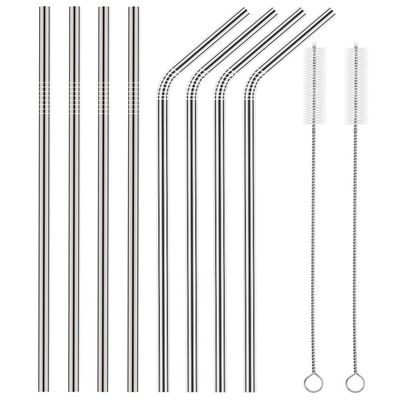 Fancyku Stainless Steel Straws for Drinking with Brushes (4 Bent + 4 Straight + 2 Brushes)
