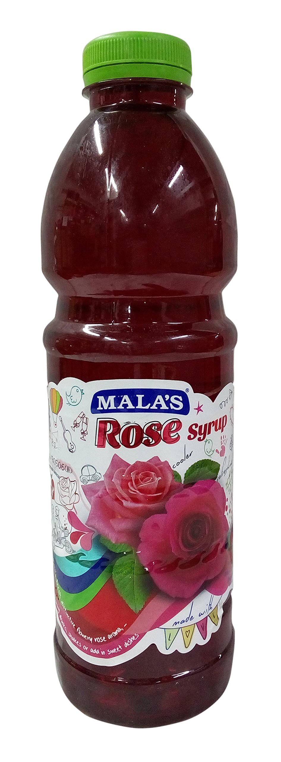Mala's Rose Syrup, Liquid, 1000Ml Bottle, Pack of 1