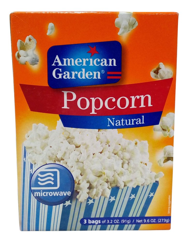 American Garden Microwave Popcorn - Natural, 273g Carton