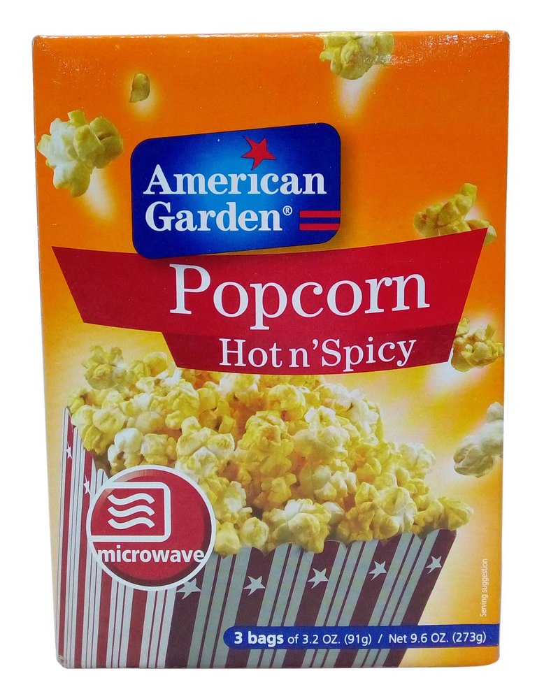 American Garden Microwave Popcorn - Hot and Spicy, 273g Carton