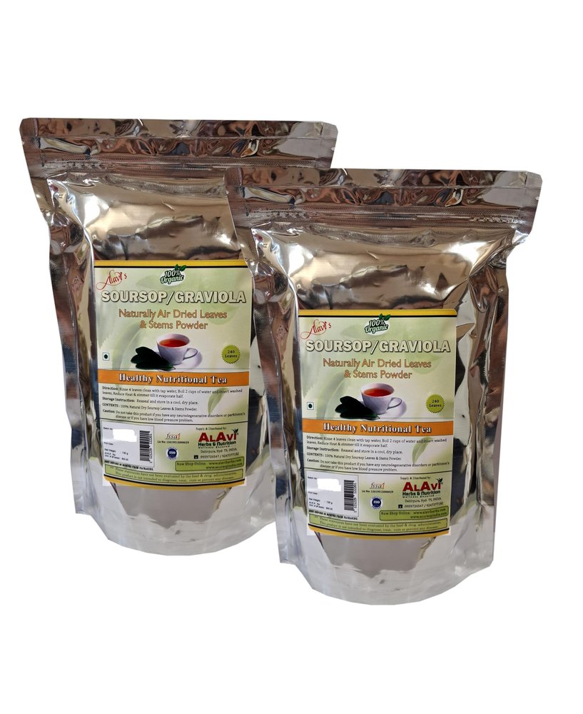 Alavi Soursop/Graviola 240 Dry Leaves With Stem Powder (PACK OF 2)