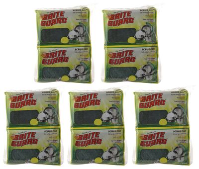 Brite Guard Polyester & Polyester Blend Scrub Pad 15x10 cms (Green, Pack of 5)