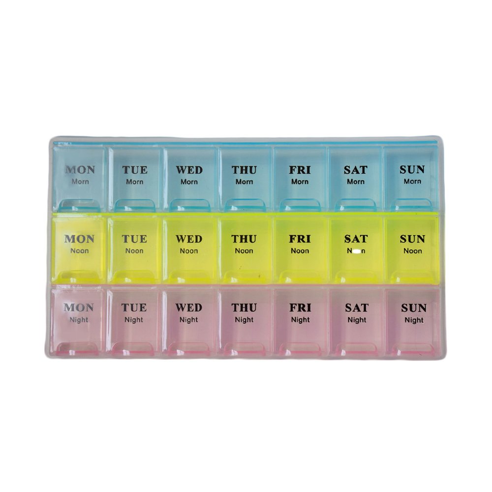 CureNext 7 Day Weekly Pill Box Organizer 3 Times a Day With (Moisture-Proof) 21 Cell Medicine Planner Container Ideal For Travel, Vitamins Tablets BPA Free Reminder Storage (Weekly 3 Times a Day)