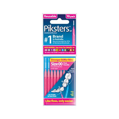 Piksters Interdental Brushes (10 Pcs/Pack, Size 00 (Pink)) (Pack of 2)