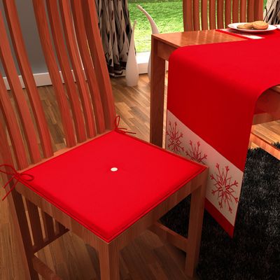 HOME HEART Brands Solid Sturdy Cotton Reversible 4 CM Foam Chair pad/Support Pillow for Chair& car/Backrest Cushion/with 4 Ties and Foam Filling 16inc x 16inc (Pack of SIX)