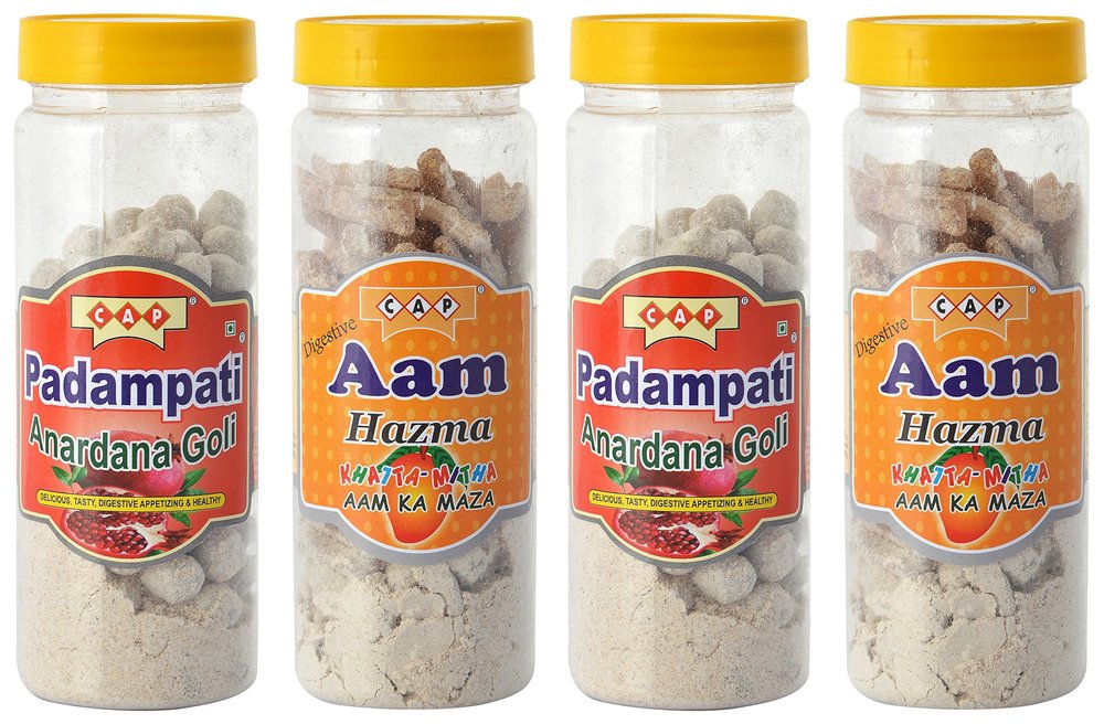 cap Anardana Goli & Pachak Aam Papad Slice Khatta Mitha Tasty Healthy Digestive Churan Combo - 760 GMS Total (Pack of 4)
