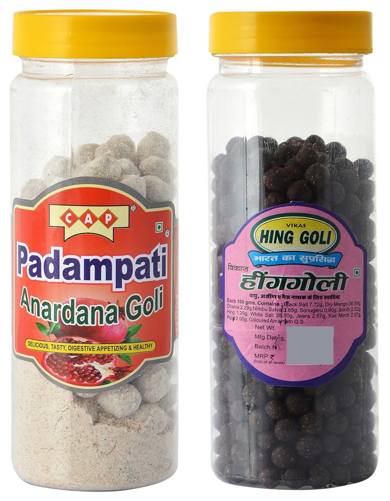 CAP Padampati Anardana Goli & Vikas Hing Goli Tasty Healthy Digestive Combo - 380 GMS Total (Pack of 2)