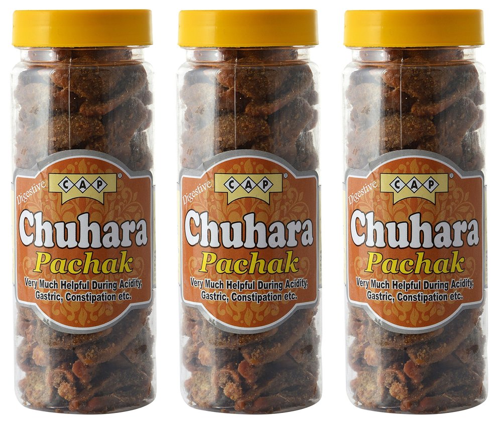 cap Chuhara Pachak (Sour) khatta Tasty & Appetizing Digestive Khajoor Churan - 190 Gms Each (Pack of 3)