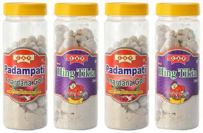 c a p Padampati Anardana Goli & Hing Tikia Peda Tasty Digestive Pachak Churan Healthy Combo - 760 Grams Total (Pack of 4)
