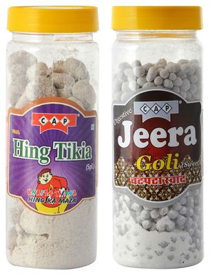 cap Hing Tikiya Anardana Peda & Jeera Goli Digestive Healthy Tasty Churan combo - 190 Gms Each (Pack of 2)
