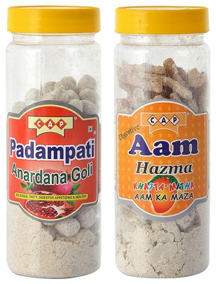 cap Anardana Goli & Aam Papad Pachak Slice Khatta Mitha Churan Tasty Healthy Combo - 380 Grams Total (Pack of 2)