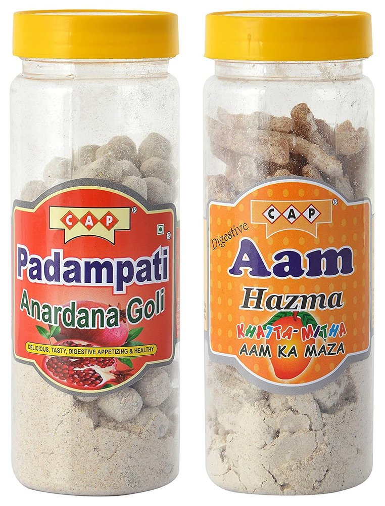 cap Anardana Goli & Aam Papad Pachak Slice Khatta Mitha Churan Tasty Healthy Combo - 380 Grams Total (Pack of 2)