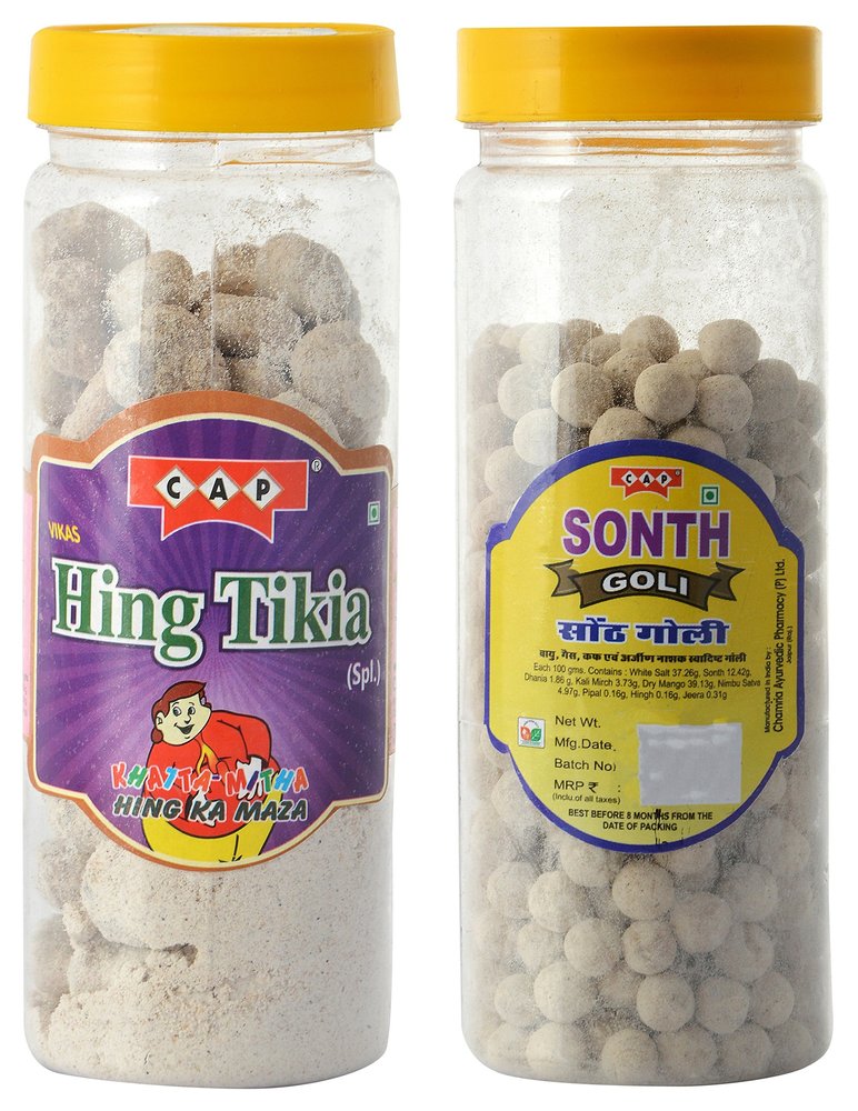 cap Hing Tikiya Anardana & Sonth Goli Khatti Tasty Healthy Pachak Combo - 380 grams Total (Pack of 2)