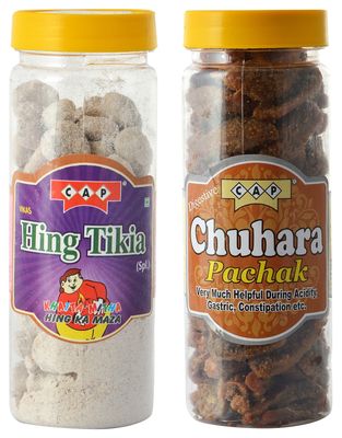 c a p Hing Peda Digestive Anardana & Chuhara Pachak Khatta Tasty Healthy Combo - 380 Grams Total (Pack of 2)