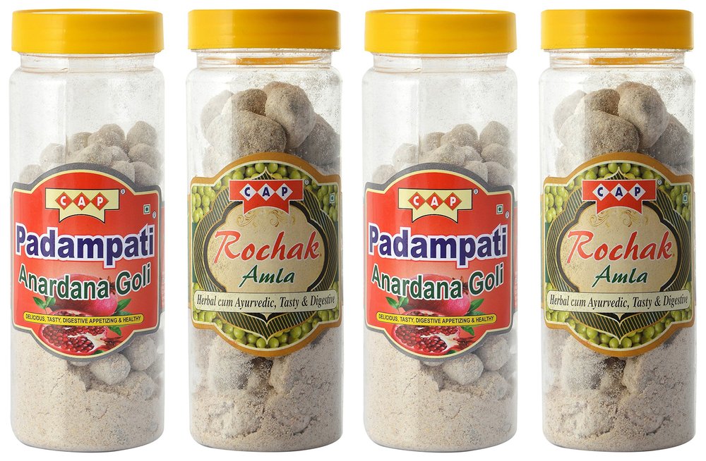 c a p Anardana Goli & Rochak Amla Masala Candy Chatpati Tasty Pachak Digestive Combo - 190 Gms (Pack of 4)