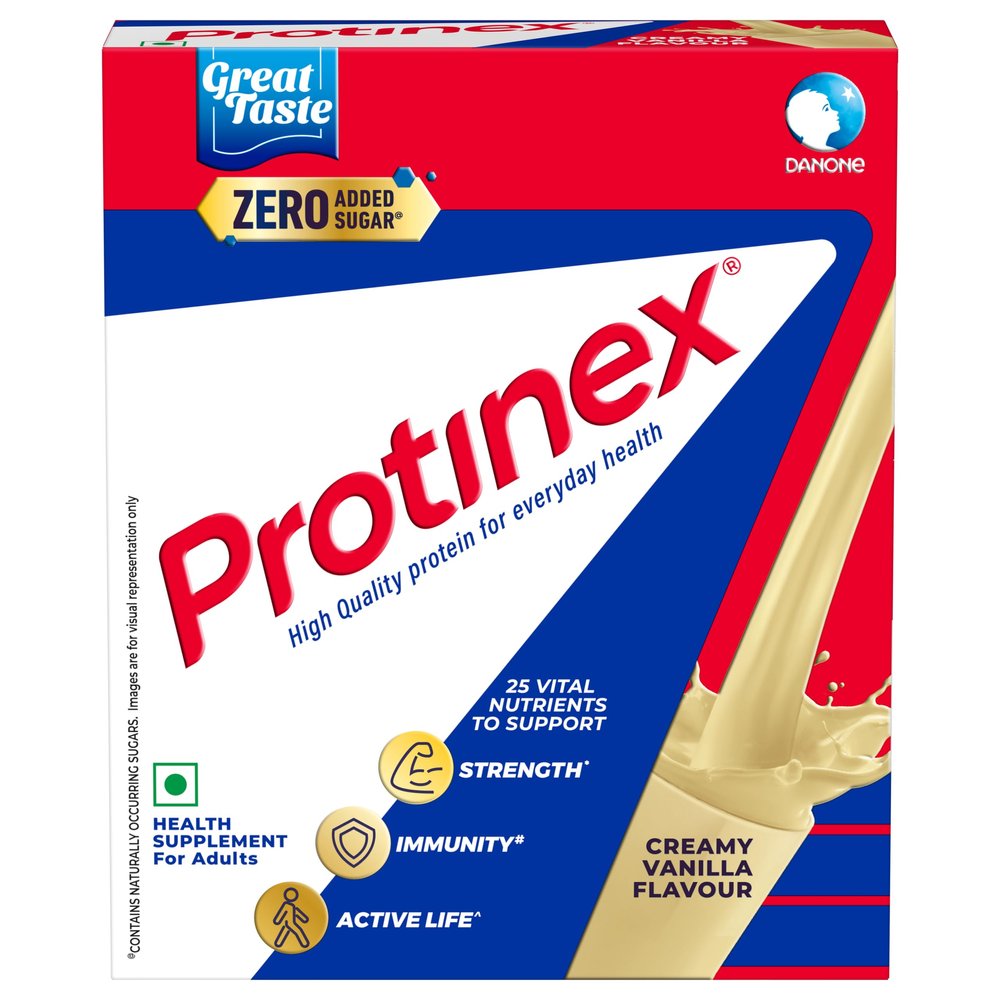 Protinex Health Supplement And Nutritional Protein Mix For Adults - (Creamy Vanilla Flavor, 200 Gms/250 Gms, BIB) with 25 Vital Nutrients to Support Strength, Immunity & Active Life[weight may vary]