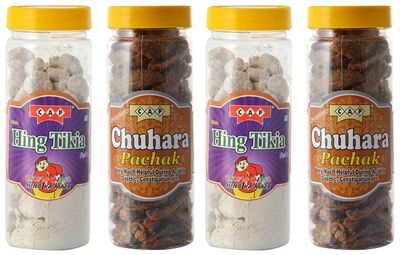 cap Hing Tikiya Peda & Chuhara Pachak khatta Khajoor Tasty Digestive Healthy Appetizing combo - 760 Gms Total (Pack of 4)