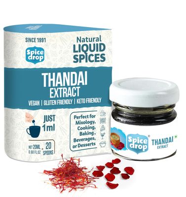 Spice Drop Thandai Natural Extract | for Beverages, Shakes, Lassi, and Dessert | No Sugar Added | Free 1 ML Spoon | Vegan | 100% Natural | 20 ML (Makes 20-22 Glasses)