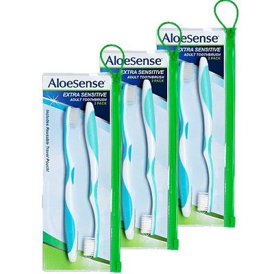 AloeSense Extra-Sensitive Toothbrush 2-pack w/travel pouch (3 Count)