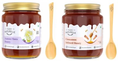 Farm Naturelle Raw Natural Honey 500g | Glass Bottle | 100% Pure Unprocessed & Natural Honey | Ayurvedic & Rich in Vitamins and Minerals | Helps Boost Immunity