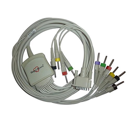 10 Lead ECG Cable Compatible with HP 4mm 15 pin Banana type.