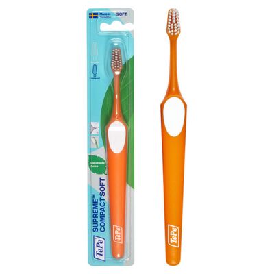 TEPE Supreme Compact Soft Toothbrushes Soft Bristle Disposable Toothbrush 1 Pk