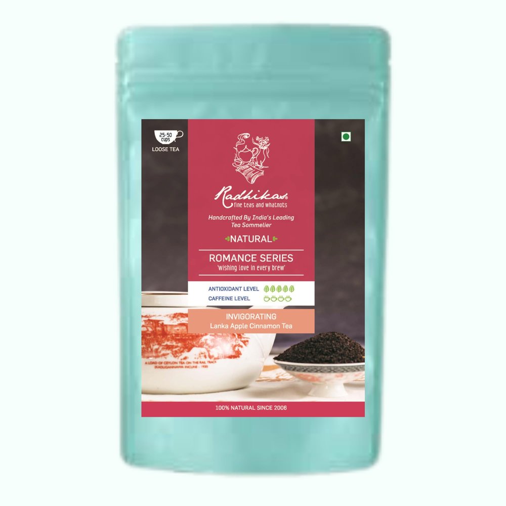 Radhikas Fine Teas and Whatnots INVIGORATING Lanka Apple Cinnamon Black Tea Vacuum Pack, 50 gm - Makes 25 Cups of Tea