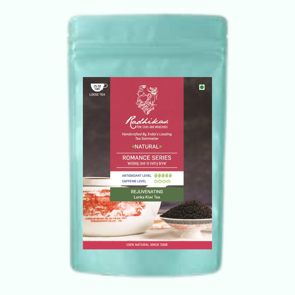 Radhikas Fine Teas and Whatnots REJUVENATING Lanka Kiwi Black Tea Vacuum Pack, 50 gm - Makes 25 Cups of Tea
